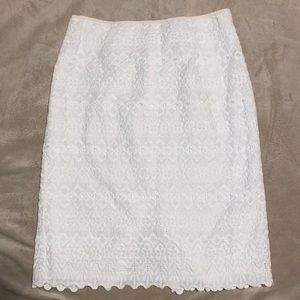 Nanette Lepore White Lace Cotton Skirt with Lining Size 4